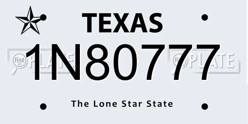 1N80777 Texas License Plate