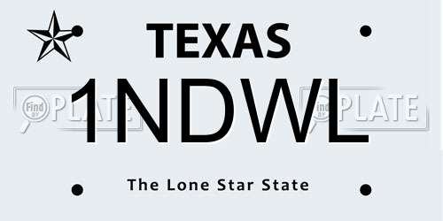 1NDWL Texas License Plate