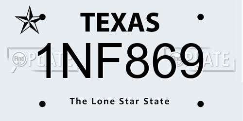 1NF869 Texas License Plate