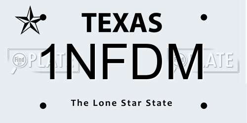 1NFDM Texas License Plate