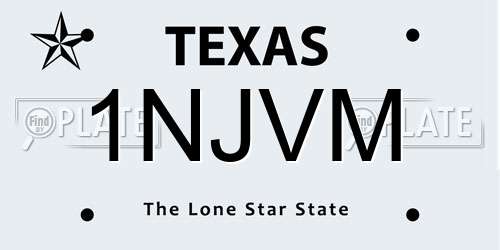 1NJVM Texas License Plate