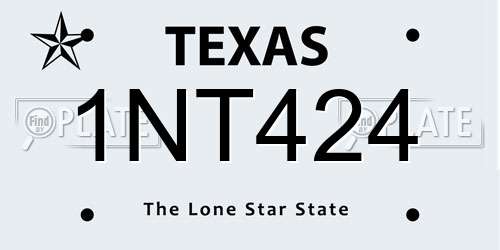 1NT424 Texas License Plate