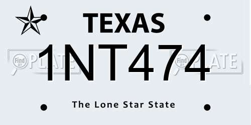 1NT474 Texas License Plate