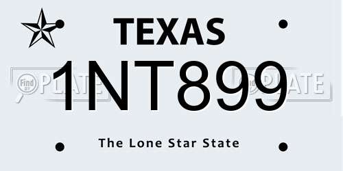 1NT899 Texas License Plate
