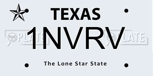 1NVRV Texas License Plate
