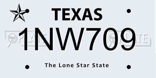 1NW709 Texas License Plate