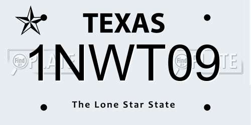 1NWT09 Texas License Plate