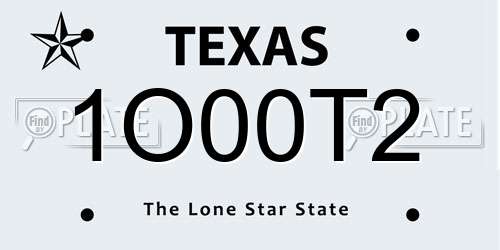 1O00T2 Texas License Plate