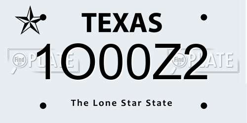 1O00Z2 Texas License Plate