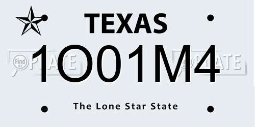1O01M4 Texas License Plate
