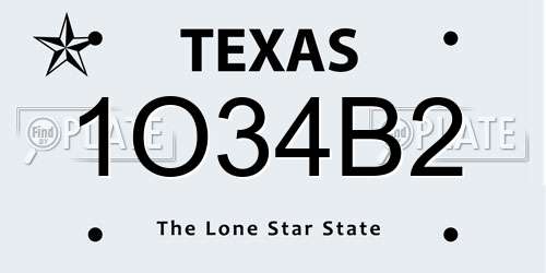 1O34B2 Texas License Plate