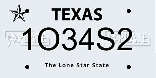 1O34S2 Texas License Plate