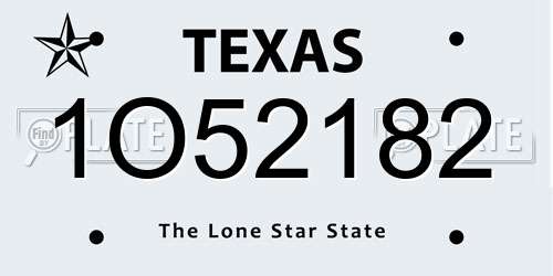 1O52182 Texas License Plate