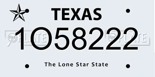 1O58222 Texas License Plate