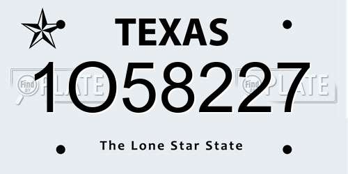 1O58227 Texas License Plate