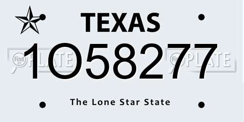 1O58277 Texas License Plate