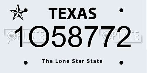 1O58772 Texas License Plate