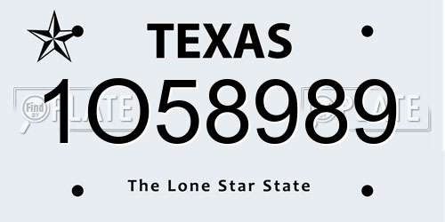 1O58989 Texas License Plate