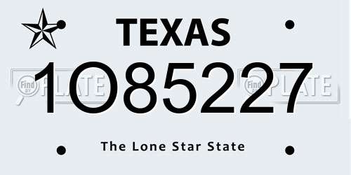 1O85227 Texas License Plate