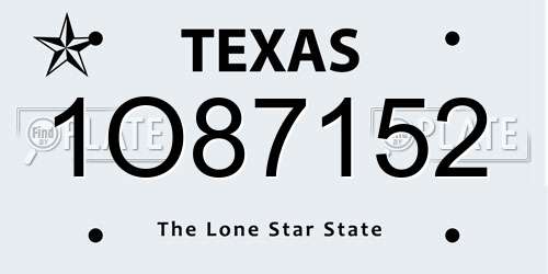 1O87152 Texas License Plate