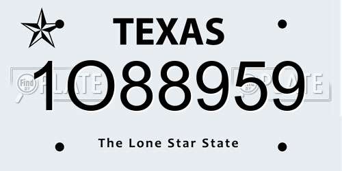1O88959 Texas License Plate
