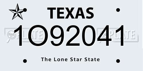 1O92041 Texas License Plate