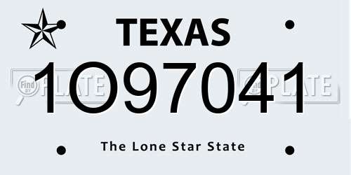1O97041 Texas License Plate