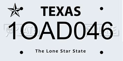 1OAD046 Texas License Plate