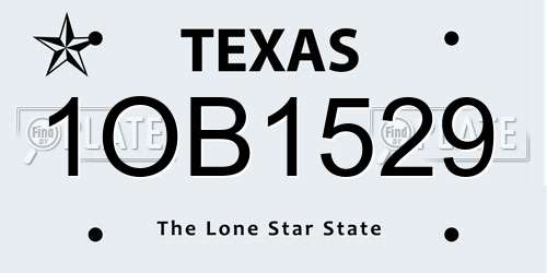 1OB1529 Texas License Plate