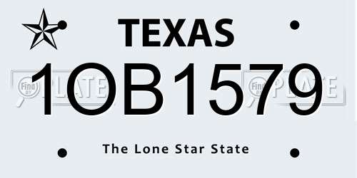 1OB1579 Texas License Plate