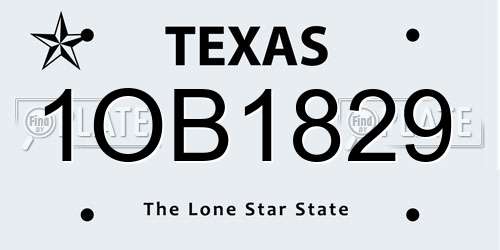 1OB1829 Texas License Plate