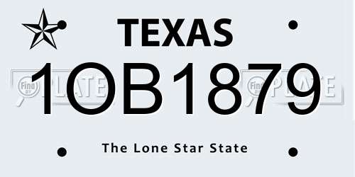 1OB1879 Texas License Plate