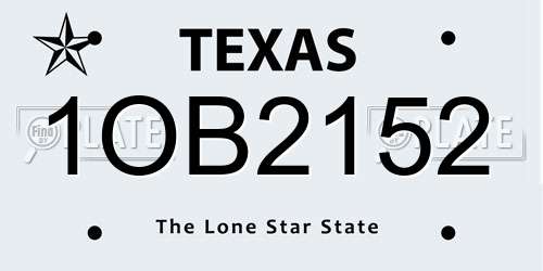 1OB2152 Texas License Plate