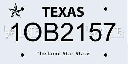 1OB2157 Texas License Plate