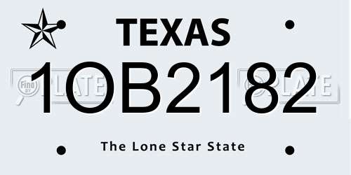 1OB2182 Texas License Plate