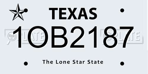 1OB2187 Texas License Plate