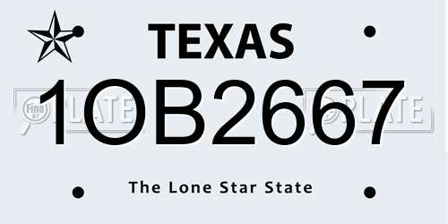 1OB2667 Texas License Plate