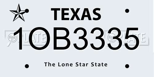 1OB3335 Texas License Plate