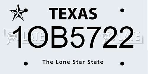 1OB5722 Texas License Plate