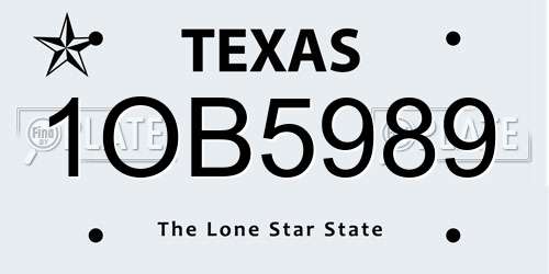1OB5989 Texas License Plate