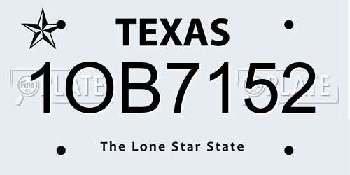 1OB7152 Texas License Plate