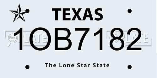 1OB7182 Texas License Plate