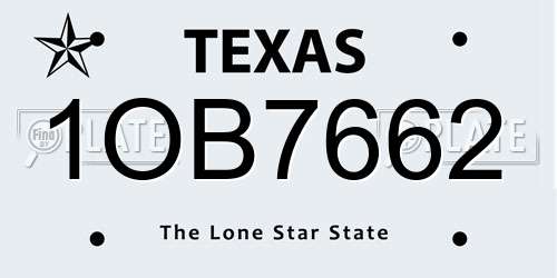 1OB7662 Texas License Plate