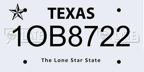1OB8722 Texas License Plate