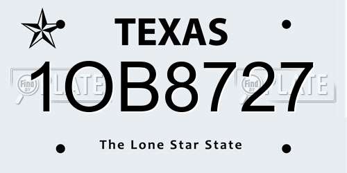 1OB8727 Texas License Plate
