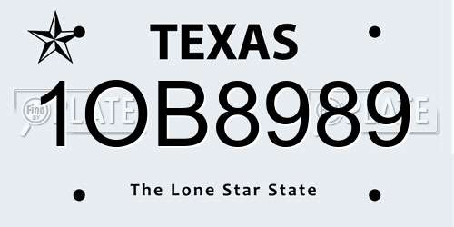 1OB8989 Texas License Plate