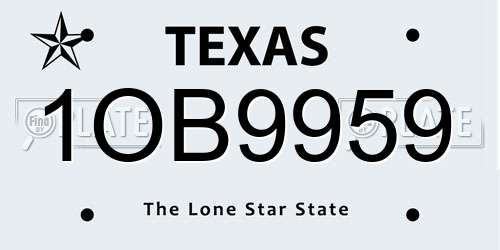 1OB9959 Texas License Plate