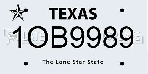 1OB9989 Texas License Plate