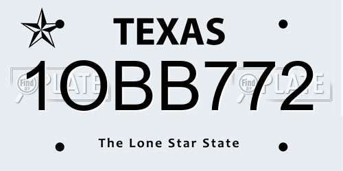 1OBB772 Texas License Plate