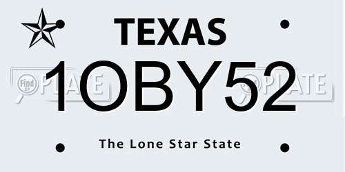 1OBY52 Texas License Plate